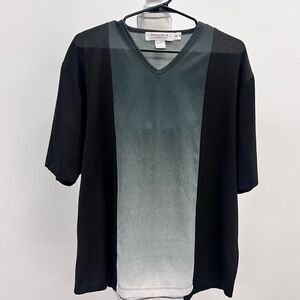 Men’s Black/ Dark Gray Short Sleeve Ombré Shirt V Neck Nautica Competition XL